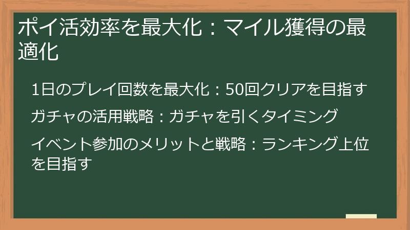 ポイ活効率を最大化：マイル獲得の最適化