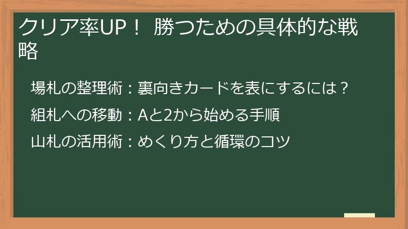 クリア率UP！ 勝つための具体的な戦略