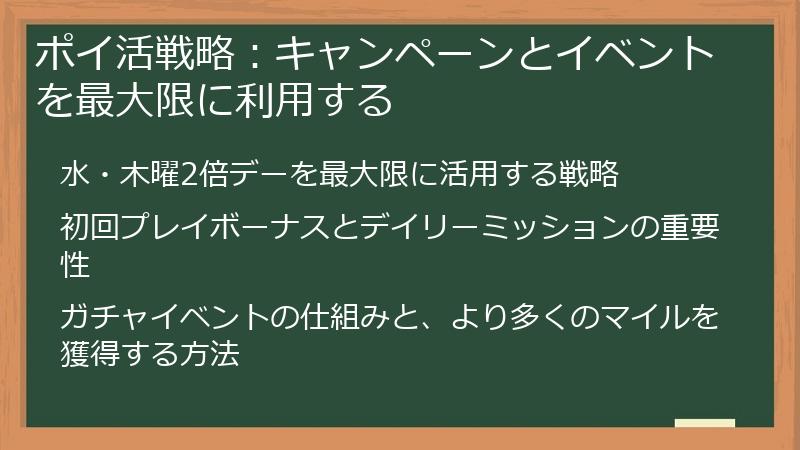 ポイ活戦略：キャンペーンとイベントを最大限に利用する