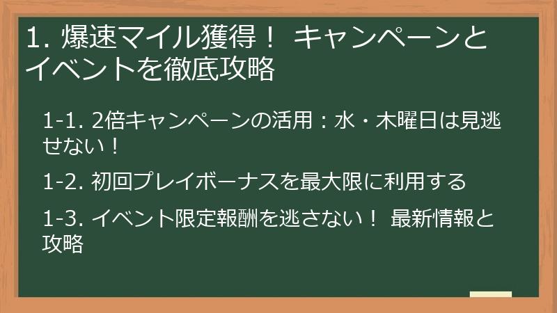 1. 爆速マイル獲得！ キャンペーンとイベントを徹底攻略