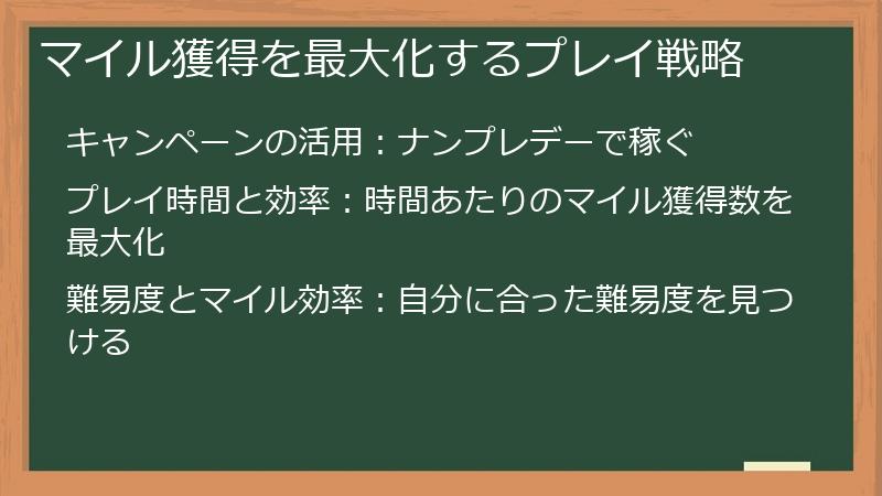 マイル獲得を最大化するプレイ戦略