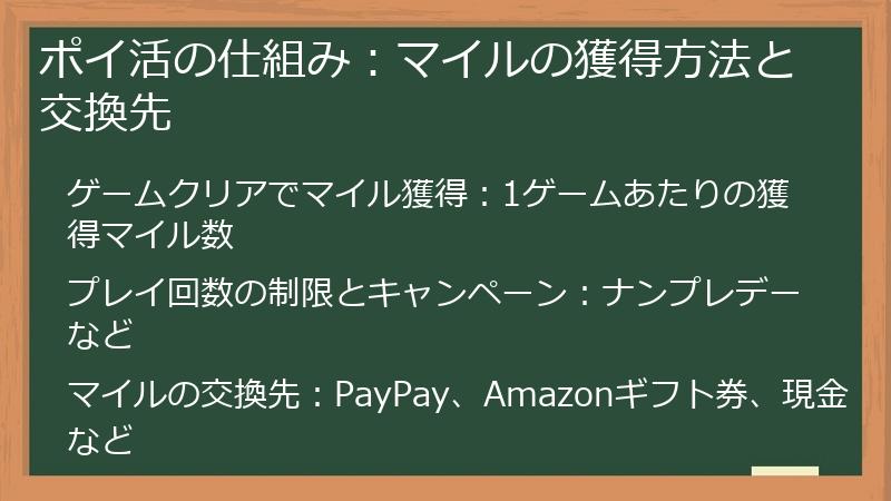 ポイ活の仕組み：マイルの獲得方法と交換先