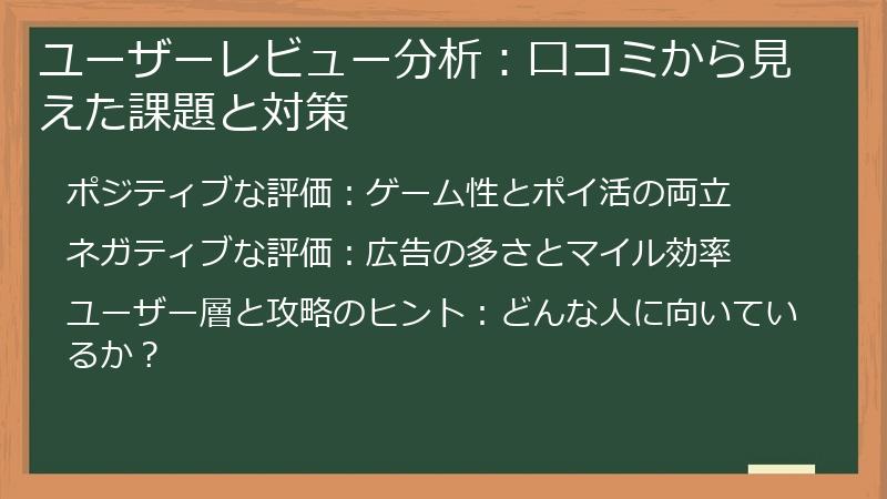 ユーザーレビュー分析：口コミから見えた課題と対策