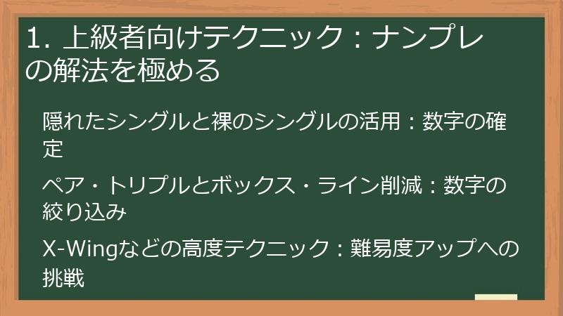 1. 上級者向けテクニック：ナンプレの解法を極める