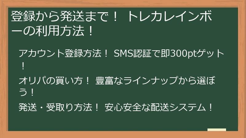 登録から発送まで! トレカレインボーの利用方法!