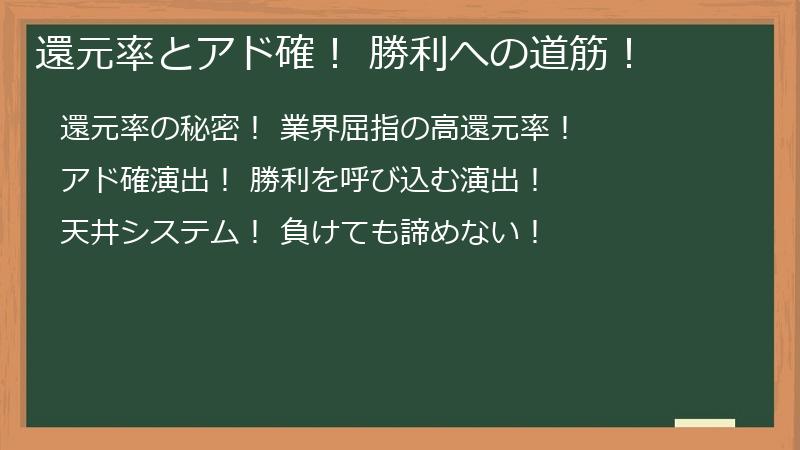 還元率とアド確! 勝利への道筋!