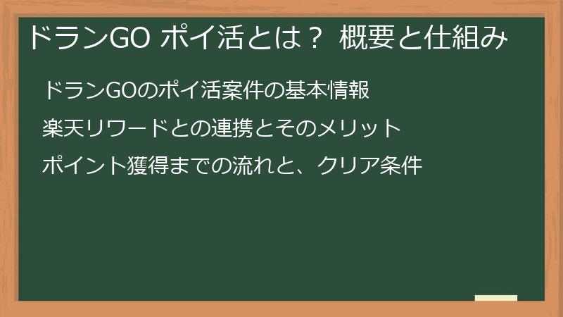 ドランGO ポイ活とは？ 概要と仕組み