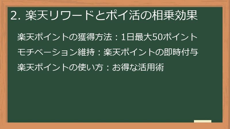 2. 楽天リワードとポイ活の相乗効果