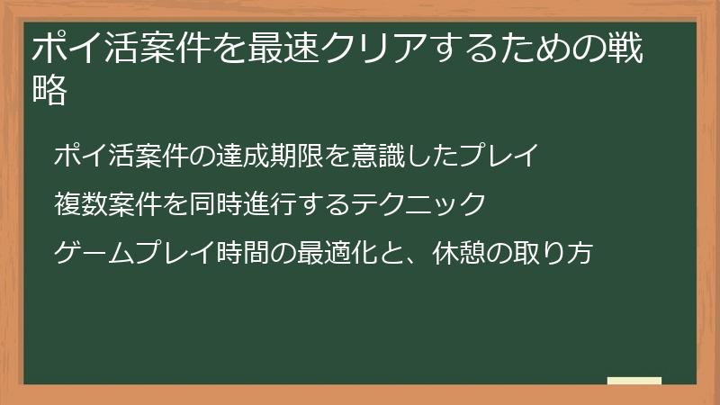 ポイ活案件を最速クリアするための戦略