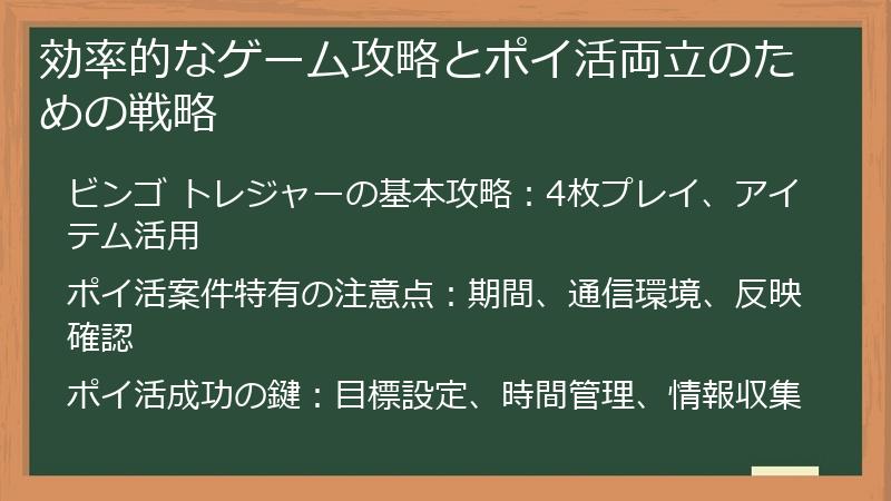 効率的なゲーム攻略とポイ活両立のための戦略