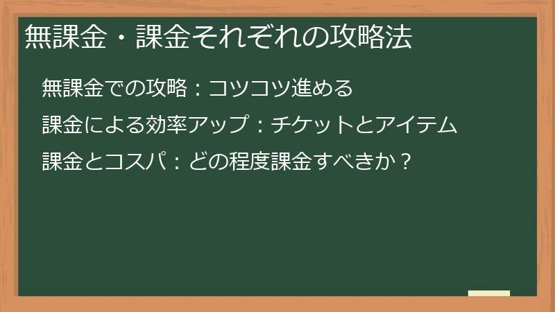 無課金・課金それぞれの攻略法