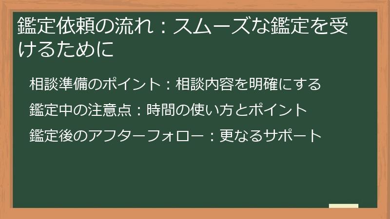 鑑定依頼の流れ：スムーズな鑑定を受けるために