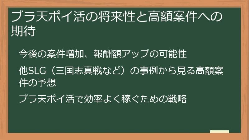 ブラ天ポイ活の将来性と高額案件への期待
