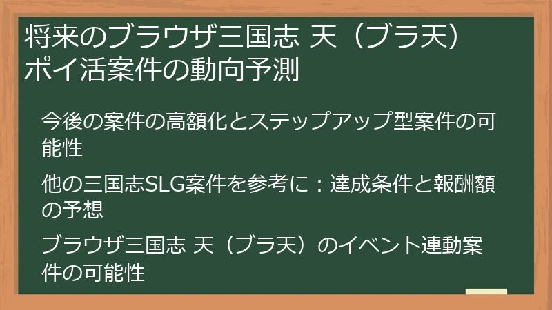 将来のブラウザ三国志 天(ブラ天)ポイ活案件の動向予測