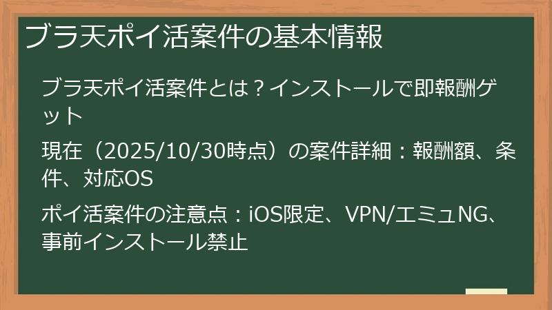 ブラ天ポイ活案件の基本情報