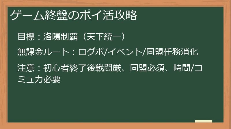ゲーム終盤のポイ活攻略