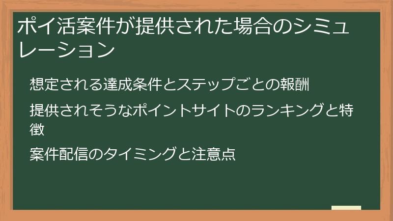 ポイ活案件が提供された場合のシミュレーション