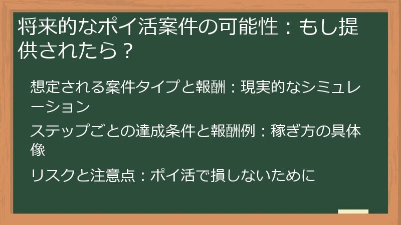 将来的なポイ活案件の可能性：もし提供されたら？