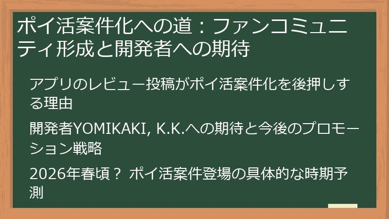 ポイ活案件化への道：ファンコミュニティ形成と開発者への期待