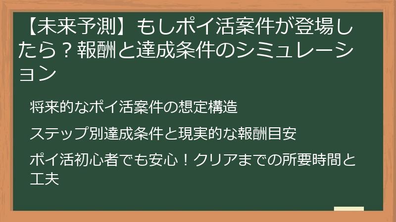【未来予測】もしポイ活案件が登場したら？報酬と達成条件のシミュレーション