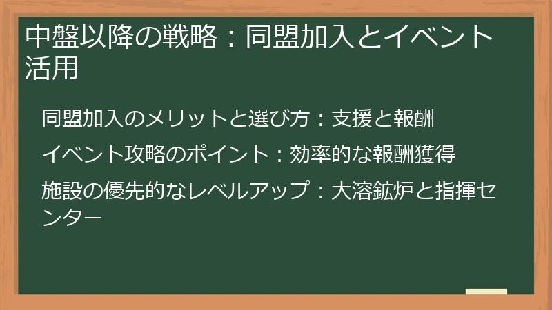 中盤以降の戦略：同盟加入とイベント活用