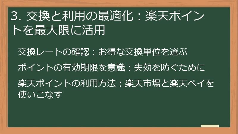 3. 交換と利用の最適化：楽天ポイントを最大限に活用