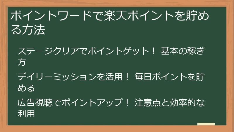 ポイントワードで楽天ポイントを貯める方法