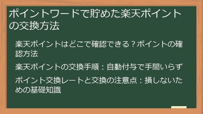 ポイントワードで貯めた楽天ポイントの交換方法