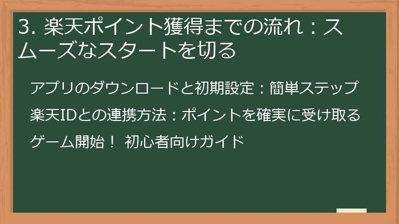 3. 楽天ポイント獲得までの流れ：スムーズなスタートを切る
