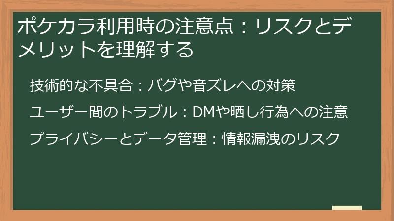 ポケカラ利用時の注意点：リスクとデメリットを理解する