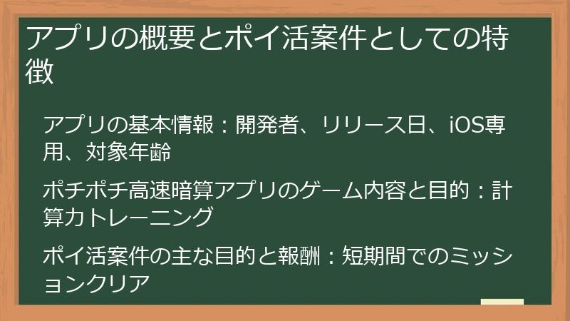 アプリの概要とポイ活案件としての特徴