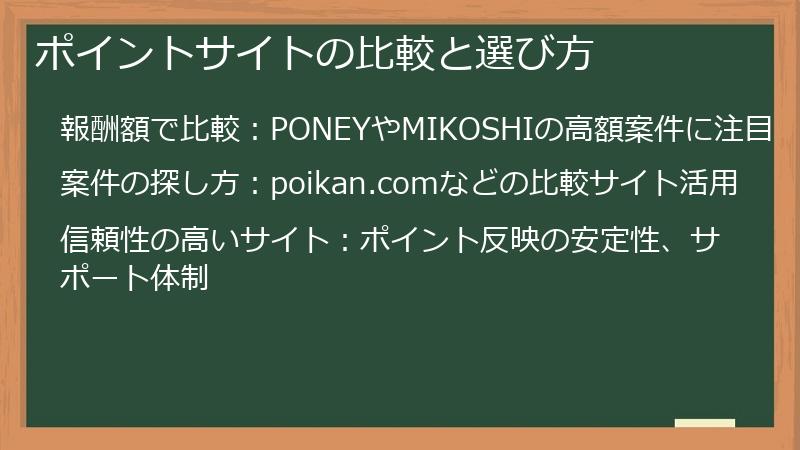 ポイントサイトの比較と選び方