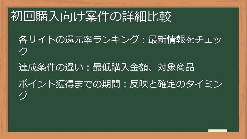 初回購入向け案件の詳細比較