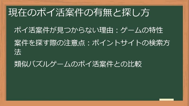現在のポイ活案件の有無と探し方