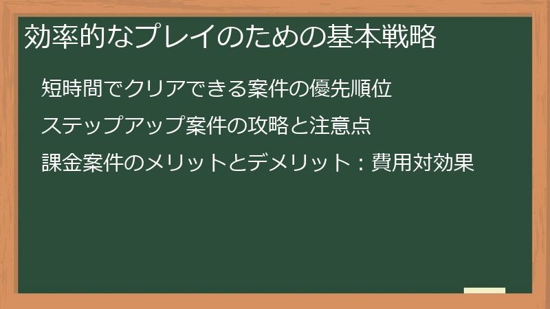 効率的なプレイのための基本戦略
