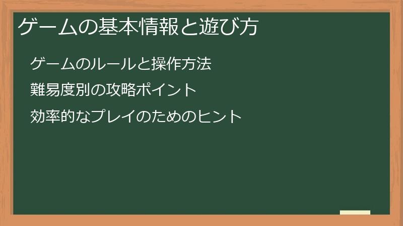 ゲームの基本情報と遊び方