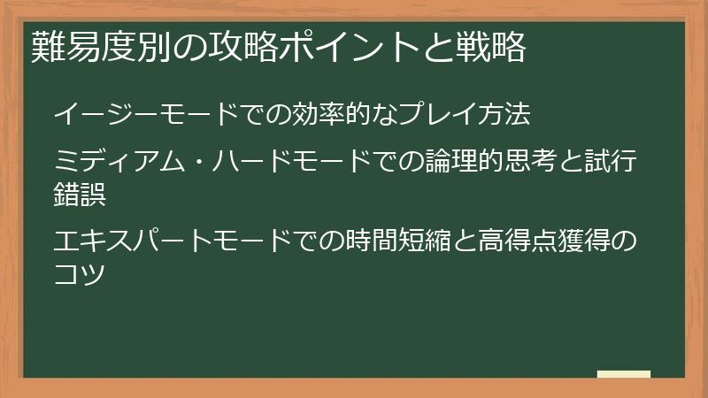 難易度別の攻略ポイントと戦略