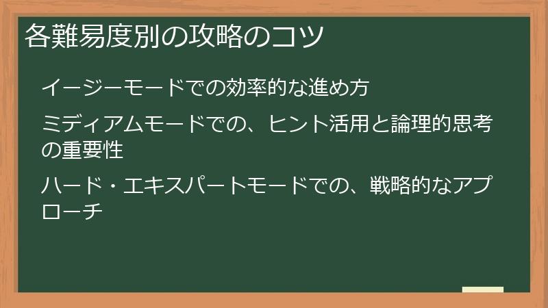 各難易度別の攻略のコツ