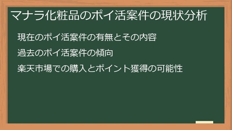マナラ化粧品のポイ活案件の現状分析