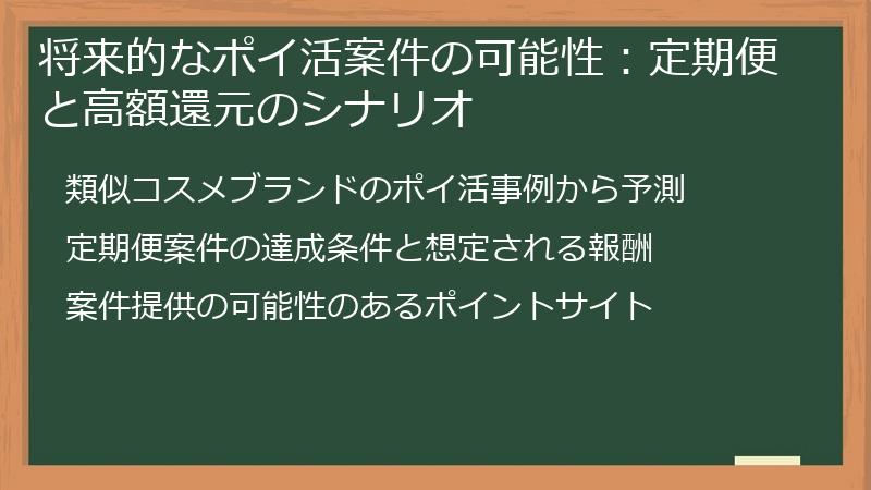 将来的なポイ活案件の可能性：定期便と高額還元のシナリオ