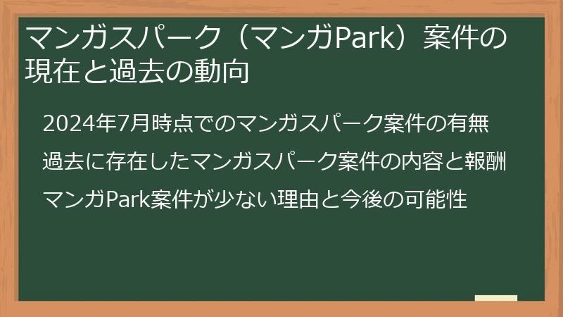 マンガスパーク（マンガPark）案件の現在と過去の動向