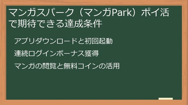 マンガスパーク（マンガPark）ポイ活で期待できる達成条件