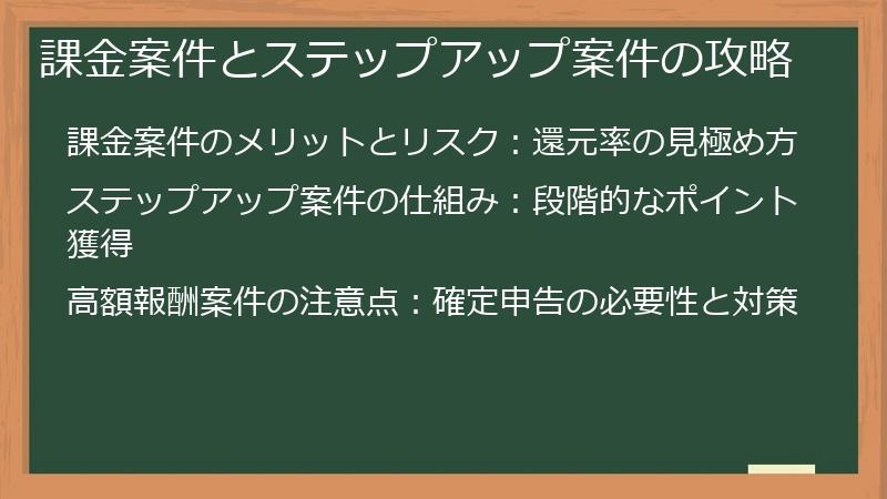 課金案件とステップアップ案件の攻略