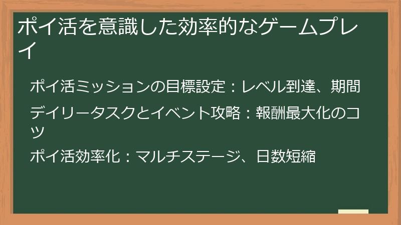 ポイ活を意識した効率的なゲームプレイ