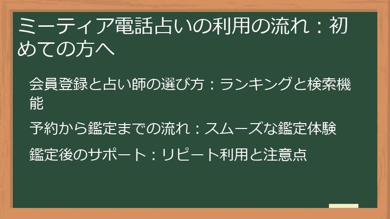 ミーティア電話占いの利用の流れ：初めての方へ