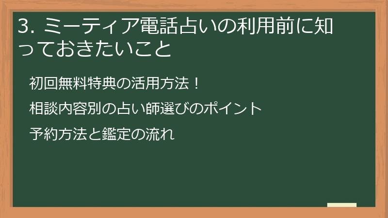 3. ミーティア電話占いの利用前に知っておきたいこと