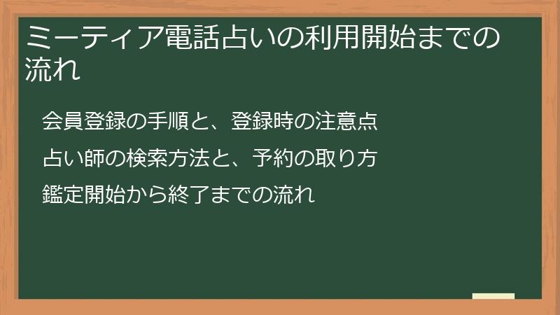ミーティア電話占いの利用開始までの流れ