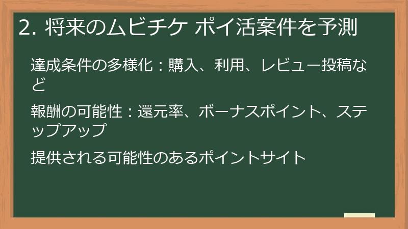 2. 将来のムビチケ ポイ活案件を予測