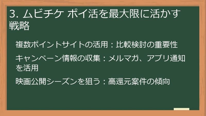 3. ムビチケ ポイ活を最大限に活かす戦略