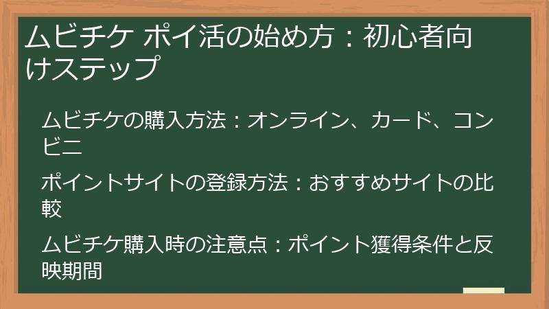 ムビチケ ポイ活の始め方：初心者向けステップ